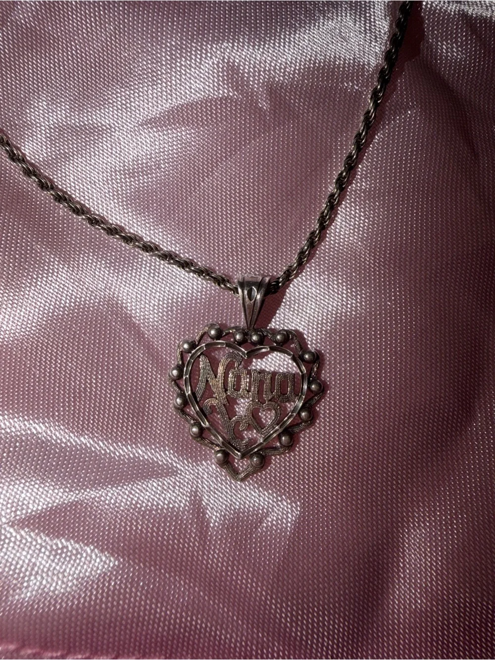 Sterling Silver Heart NANA Pendant Necklace -